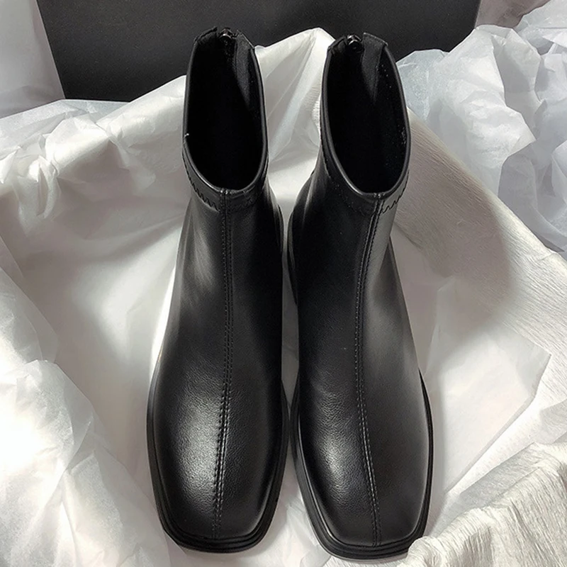 Soft Leather Flat Women's Martin Boots, Women's Plus Velvet Platform Ankle Boots, Winter Warm Cotton Shoes Plus Velvet Leisure