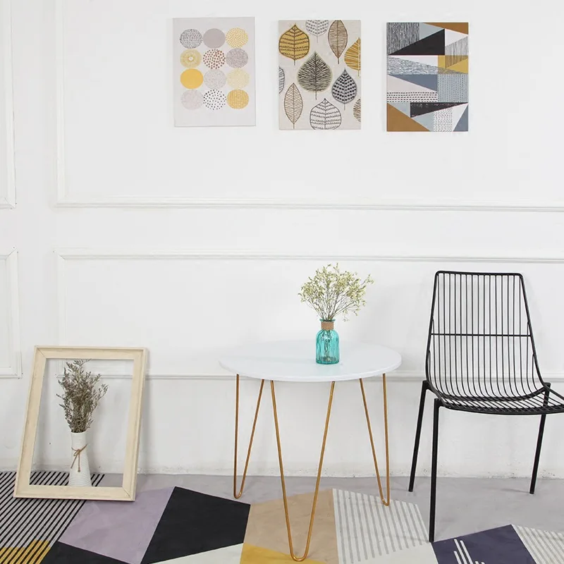 Белый современный простой Золотистый металлический журнальный столик диван для