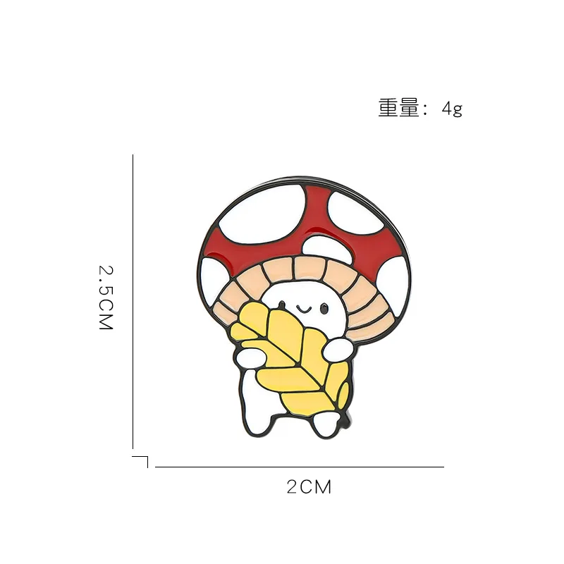 

Cartoon Cute Mushroom Enamel Pin Custom Funny Leaf Mushroom Brooches Bag Lapel Pin Badge Plant Jewelry Gift For Kids Friends