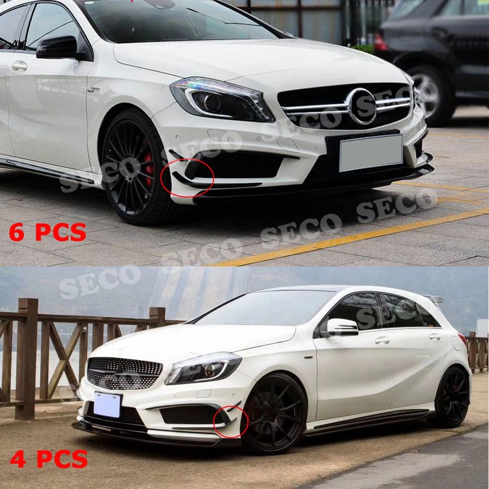 Для Benz A Class W176 A180 A200 A260 A45 Sport 2013- передние плавники на бампер Акула Canards из углеродного волокна Foglamp накладка