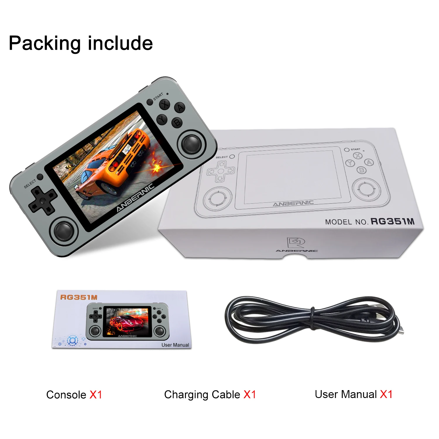

RG351M RG351P Retro Video Game Console Aluminum Alloy Shell 2500 Game Portable Console RG351 Handheld Game Player