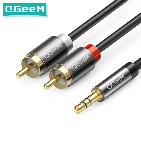 Кабель QGeeM RCA 2RCA на 3,5, аудиокабель RCA 3,5 мм Jack RCA AUX, кабель для DJ, усилителей, сабвуферов, аудиомикшеров, домашнего кинотеатра, DVD