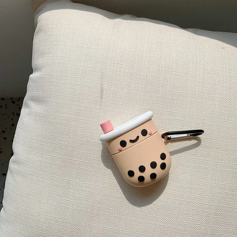 3D милый чехол для наушников с чашкой молочного чая AirPods 1 2 Проводная версия