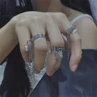 Комплект колец с цепочкой-бабочкой для женщин 2021 модные корейские эстатические винтажные кольца на палец в стиле панк для девочек неизменяемые гранж ювелирные изделия