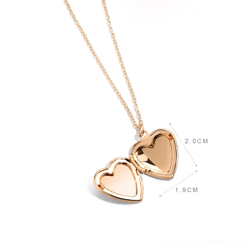 Fashion Love Heart Locket Pendants for Women Men Openable Photo Frame Glossy Metal Necklaces Family Love Heart Necklace images - 6