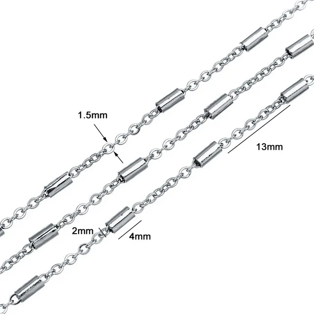 

10yards/roll 1.5mm 2.2mm Metal Stainless Steel Necklace Chains Bulk For Jewelry Making Tube Link Chain Fit Bracelets Findings