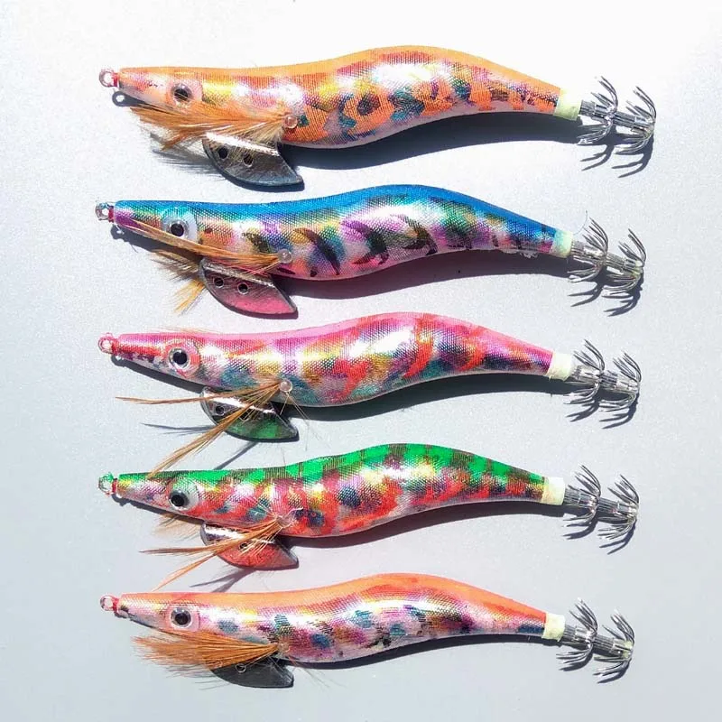 

5pcs Top quality Gold/Shine color calamar squid jigs Japan type fishing squid lures Hard fishing lure strong fishing hook