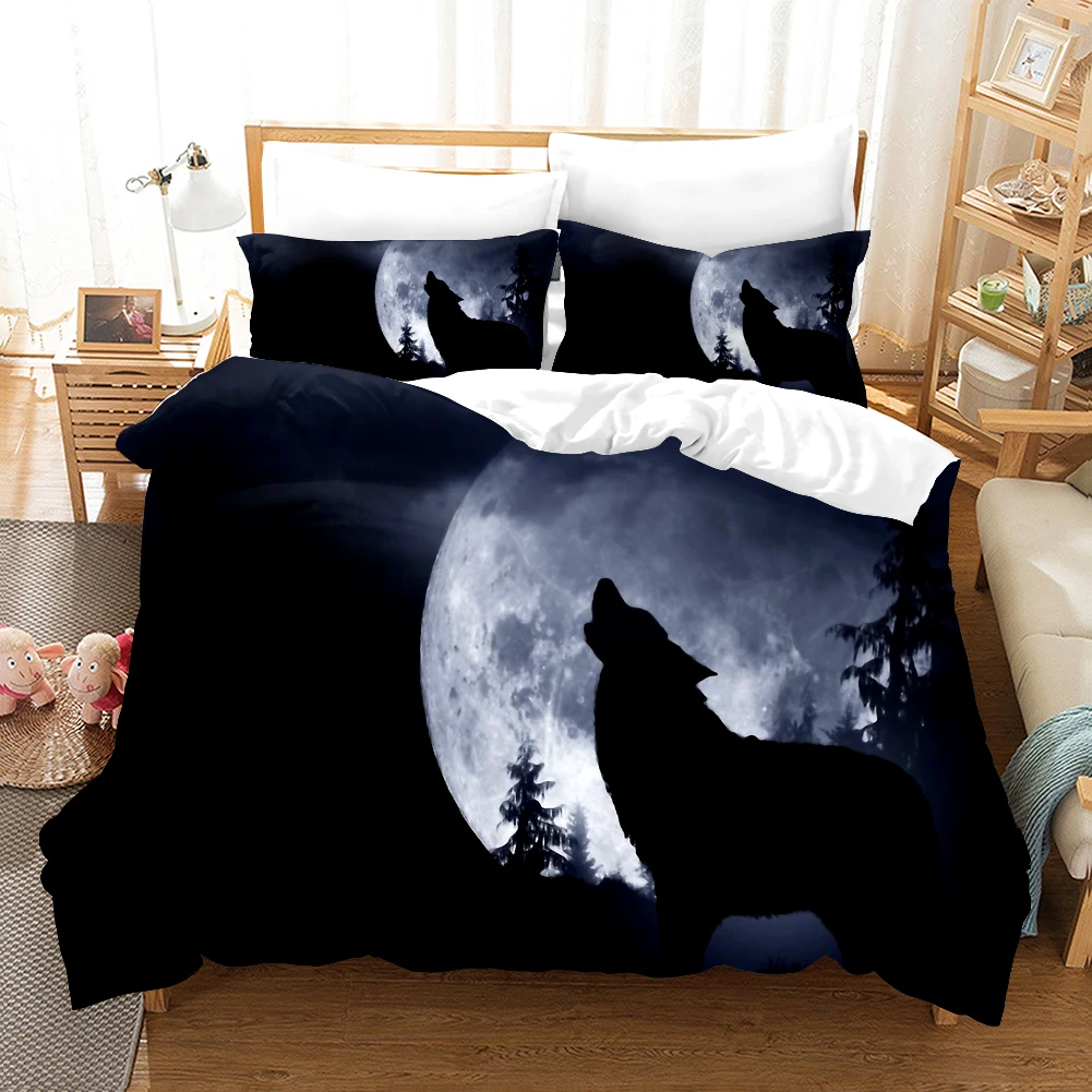 

StarBlue-HGS Luna and Wolves Bedding Set Quilt Cover/Duvet Cover Queen King Home Textile Comforter Cover Pillowcase