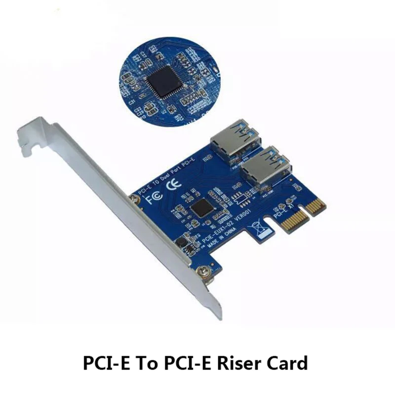 

2 USB3.0 Interface PCI-E 1 To 2 PCI Express 16X Slot External Riser Card Adapter Board PCIe Port Multiplier Card High Quality