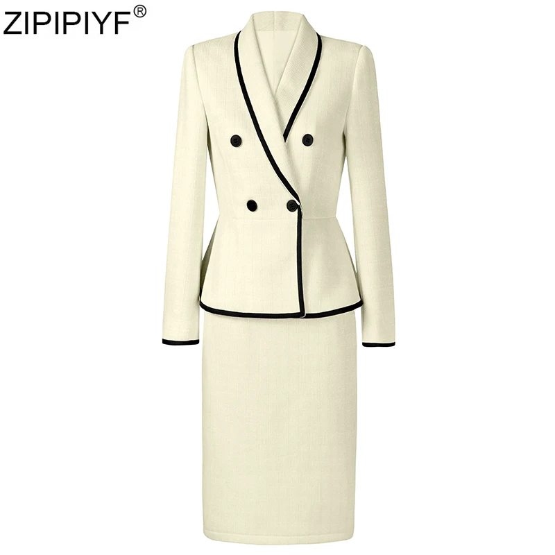 Модный Роскошный весенний женский комплект из 2 предметов с юбкой пиджак