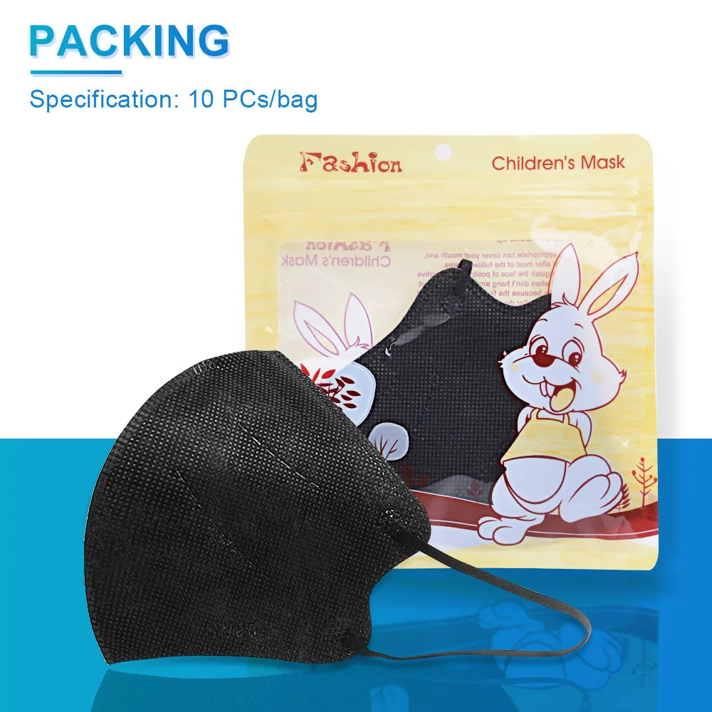 

Black 10-100pcs kn95mask kids mouth caps children face masks mascarilla nio 95% filter kn95 infantil for 6-9 age ffp2mask child