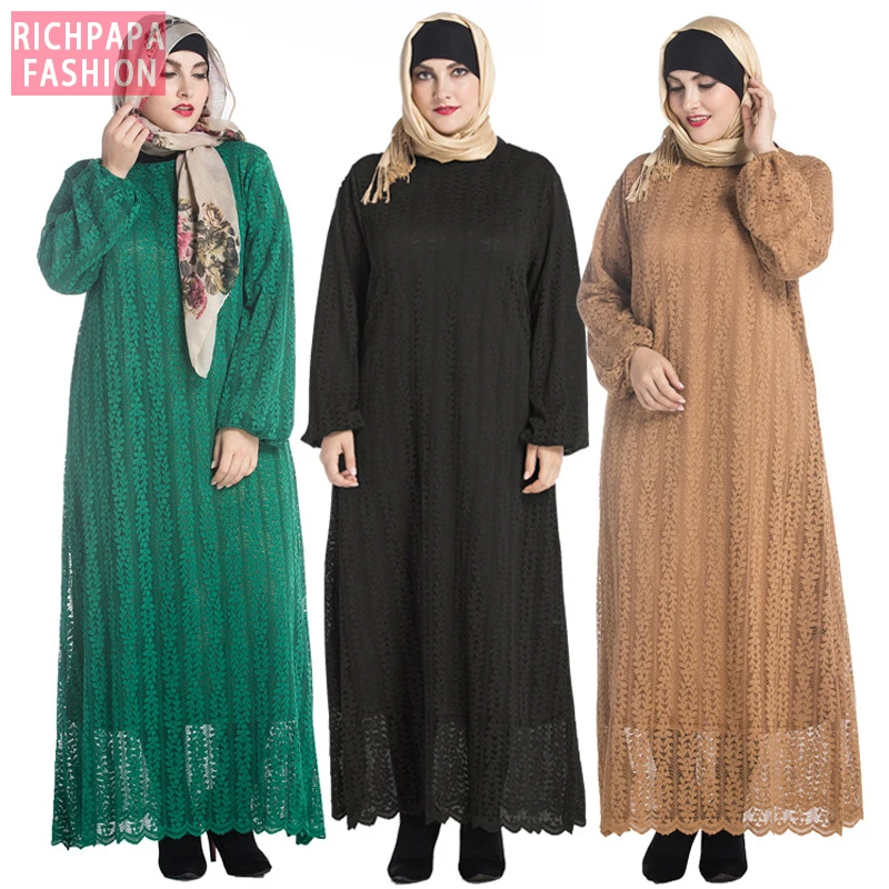 Размера плюс Vestidos Abaya Dubai Бангладеш кружевное турецкое исламское арабское хиджаб