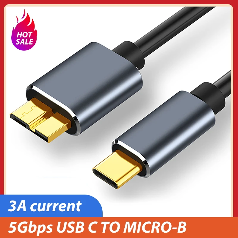 5Gbps USB Type C To Micro B 3.0 Connector Cable 5A Quick Charging For MacBook Laptop Hard Drive Disk Smartphone MicroB Wire Cord |