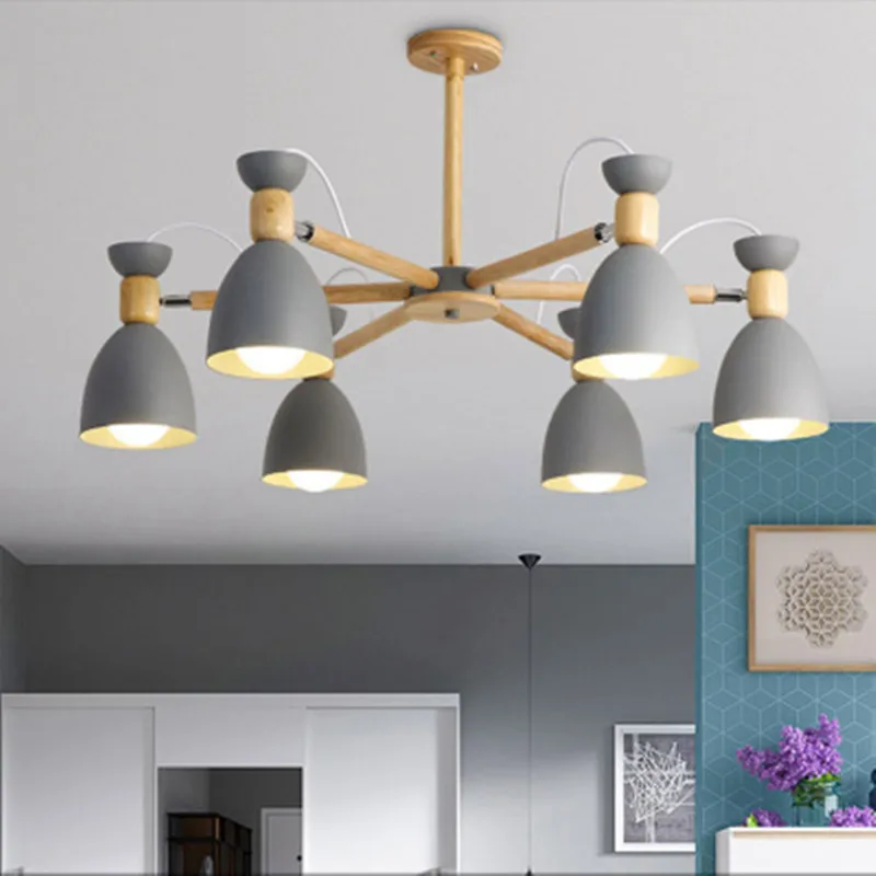 Скандинавская Современная Минималистичная люстра из массива дерева E27 220 В