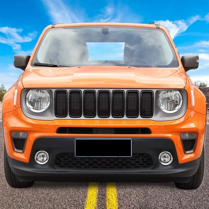 for Jeep Renegade 2019 2020 Front Grille Inserts Exterior Accessories ABS Black 7 Pack | Автомобили и мотоциклы