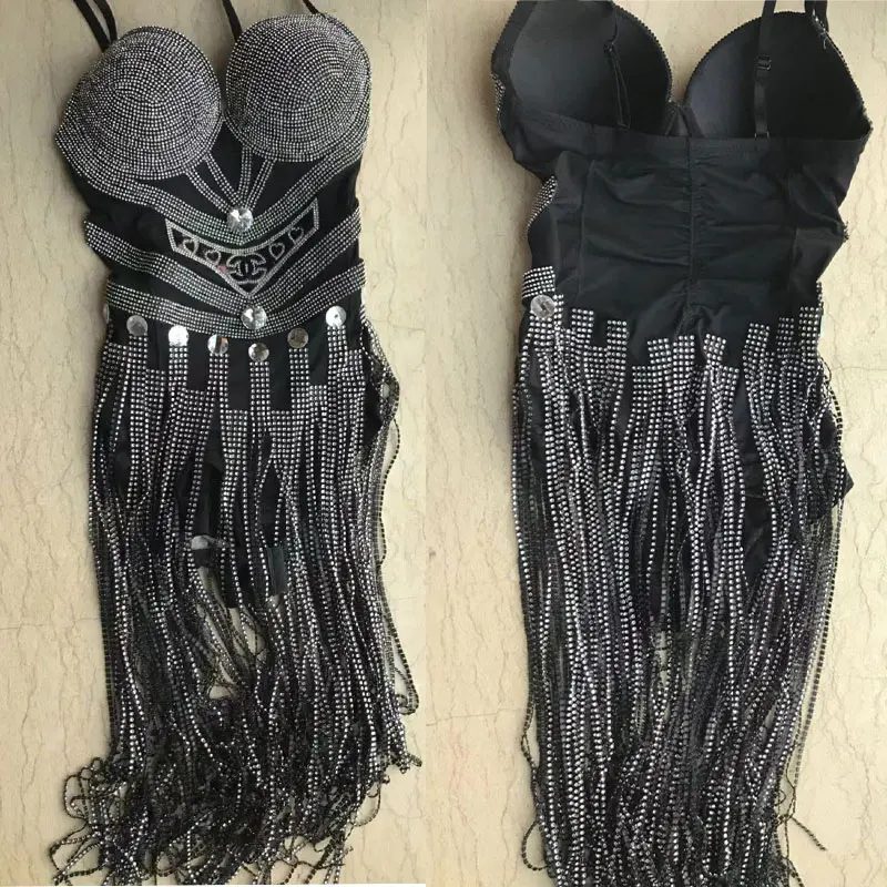 Бесплатная шаль с перьями комбинезон Стразы бахромой сценическое сексуальное