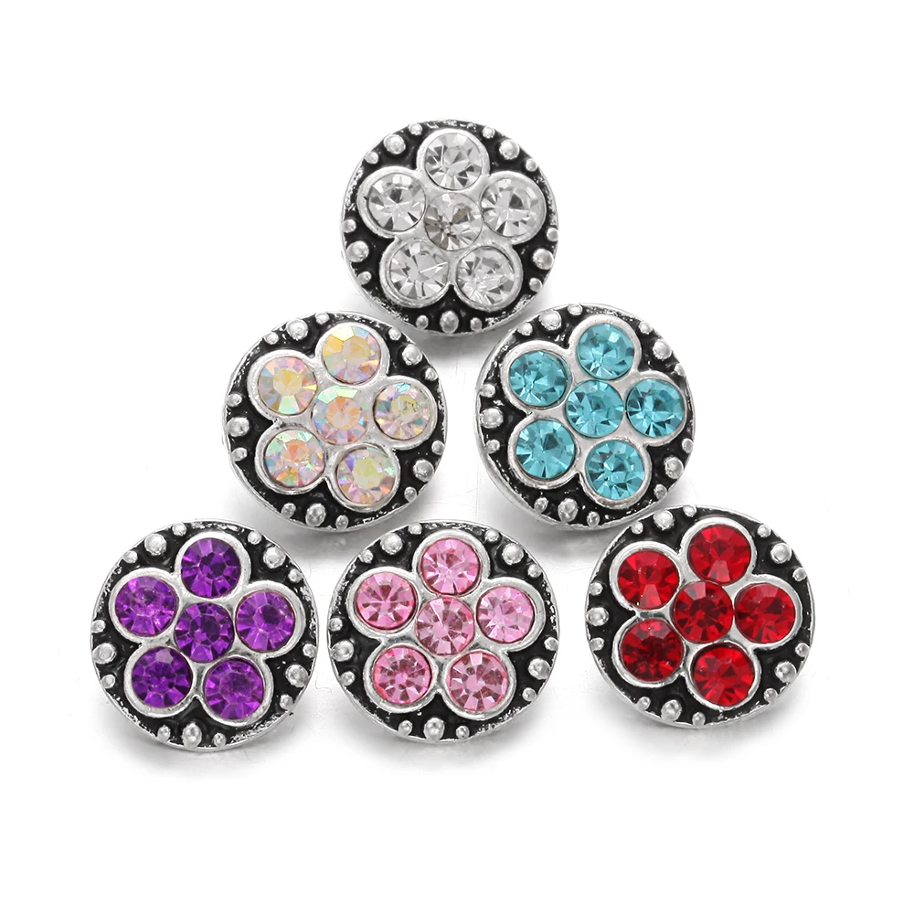 10 шт./лот новинка 12 мм кнопка ювелирное изделие стразы цветок кнопки для браслет