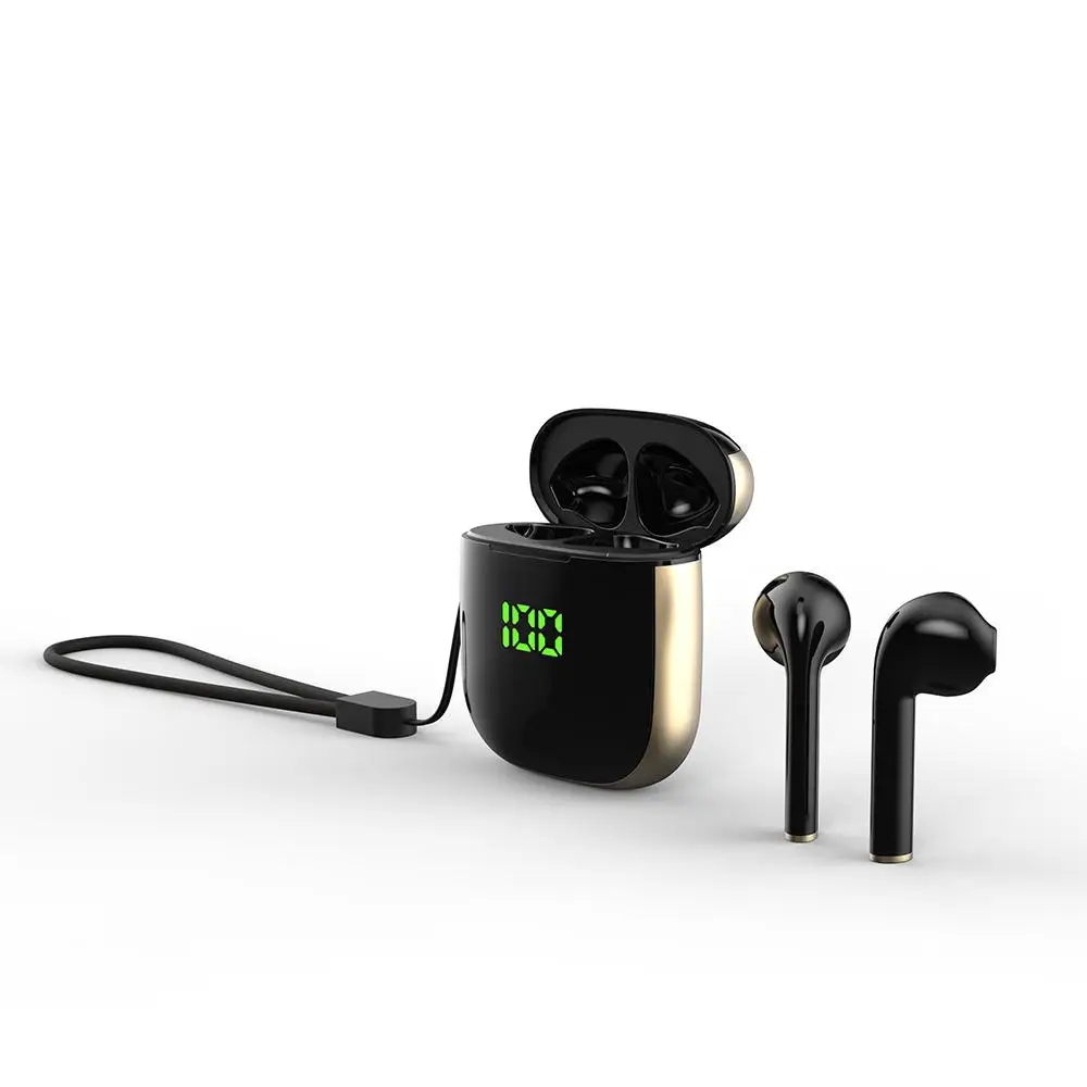DSstyles, WK-60, TWS, беспроводные наушники, Bluetooth 5,0, наушники со светодиодным дисплеем, шумоподавление, Спортивная гарнитура - Цвет: ESWK60BB01