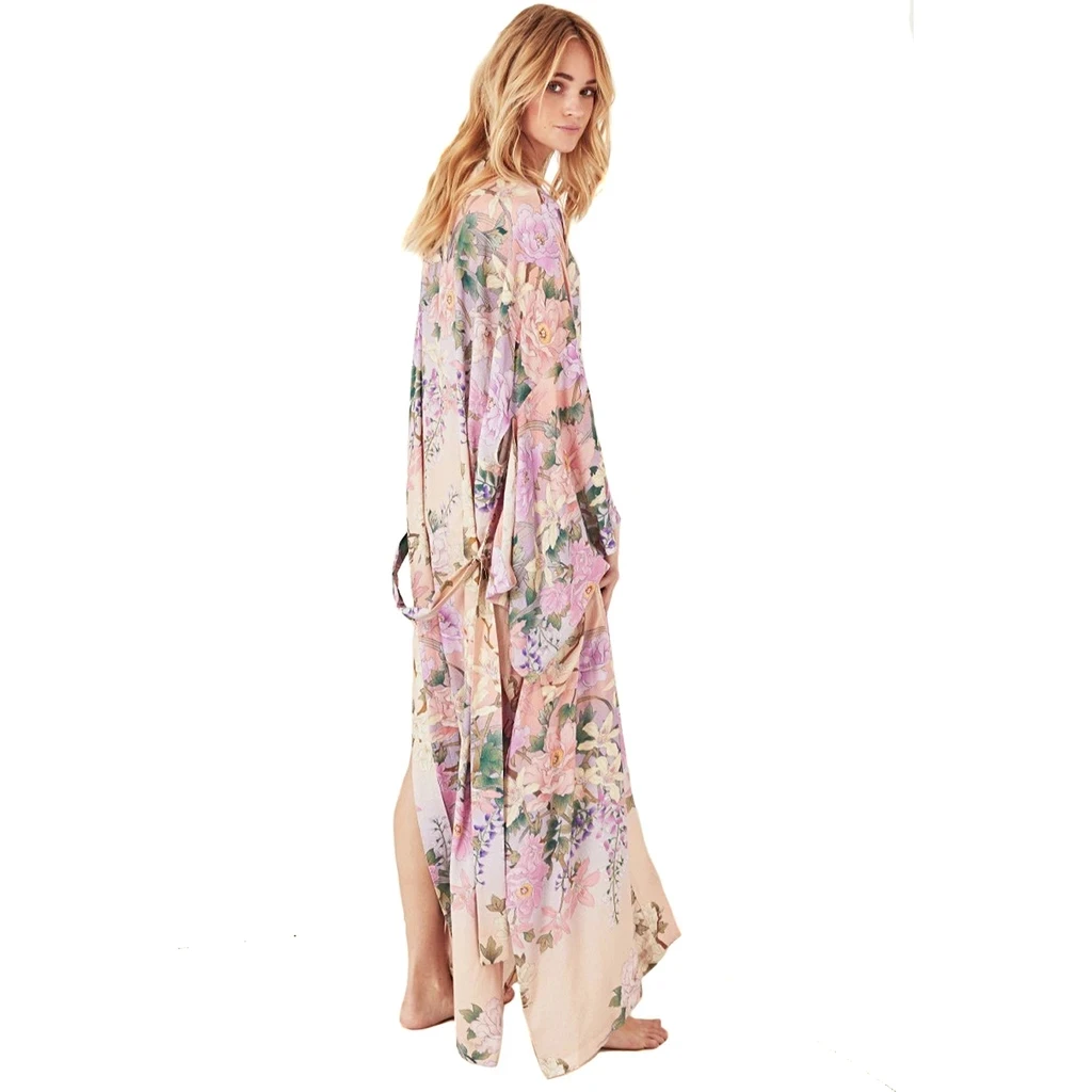 

2020 Bohemian Printed Summer Beach Wear Janpanese Long Kimono Cardigan Plus Size Cotton Tunic Women Tops and Blouse Shirts A148