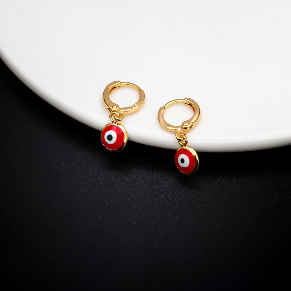 EVIL EYE золотистые серьги-подвески Цвет Медь Висячие красные синие турецкий глаз висячие серьги модные украшения для женщин Дамские EY6456