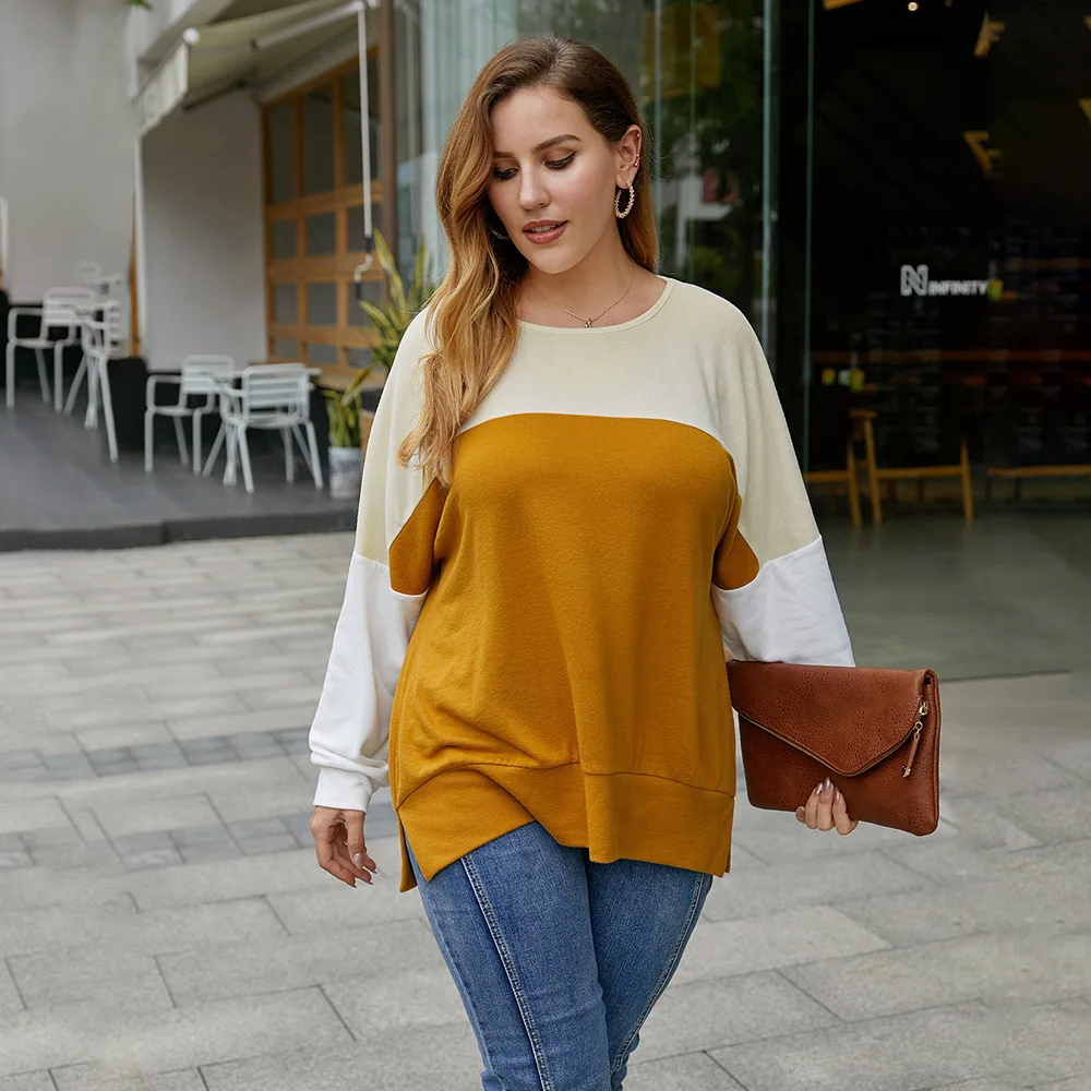 

Currently Available! Cross Border Large Size Dress Origional EBay2020 Autumn and Winter Classic Contrast Color Joint Long-sleeve