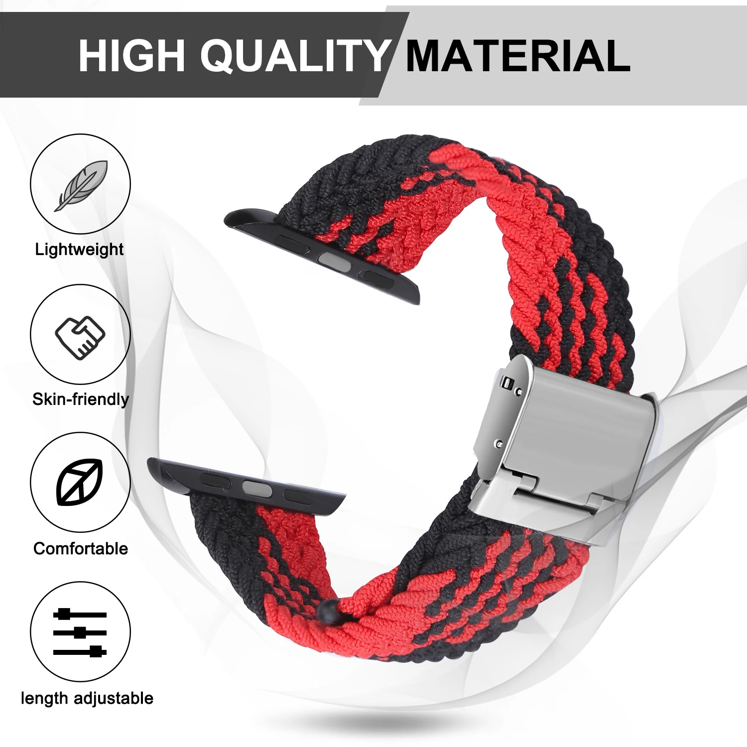 Sport Solo Loop Strap for Apple Watch 6 Band 44mm 40mm - Nylon Wristband Bracelet - Adjustable Braided Watchband - Accessories image 5