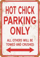 hot chick parking only vintage look metal sign for home coffee wall decor 8x12 inch
