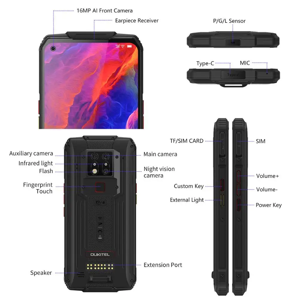 OUKITEL WP7 Ip68 прочный Водонепроницаемый смартфон 9В/2A 8000 мА/ч 48MP тройной Камера 8 ГБ 128