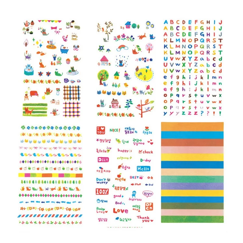 6 листов/набор креативные прозрачные кавайные наклейки из ПВХ милый Фотоальбом