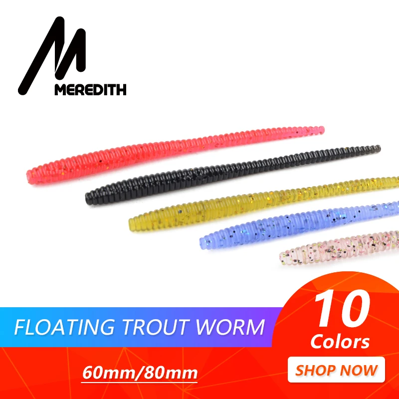 MEREDITH Slow SinkingTrout мягкие приманки в виде червей 60 мм 80 мм искусственные рыболовные приманки морские черви дождевой червь мягкие приманки для рыбалки воблеры