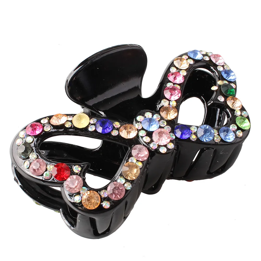 

Rhinestone Bow Hair Claws Headwear Shiny Color Women Ponytail Holder Crystal Hair Clips Fashion Headdress Hair Accessories