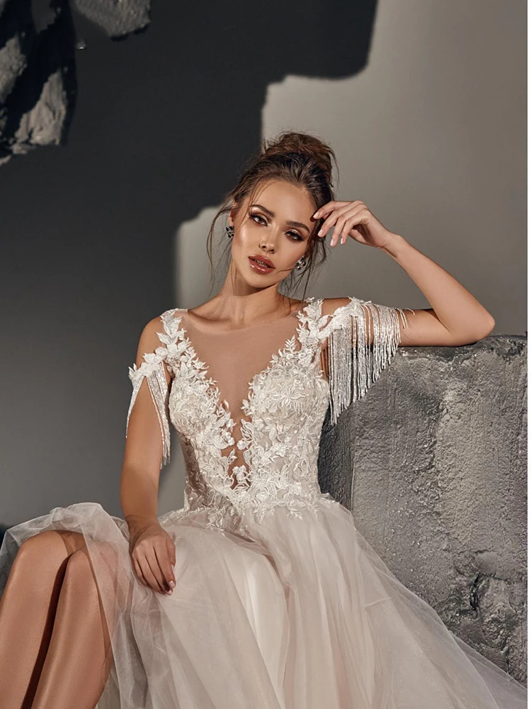 

BAZIIINGAAA Simple Wedding Dress Lace Little Beading Strapless Dress Luxury Wedding Gowns Bridal Can Be Washed Bride Dresses