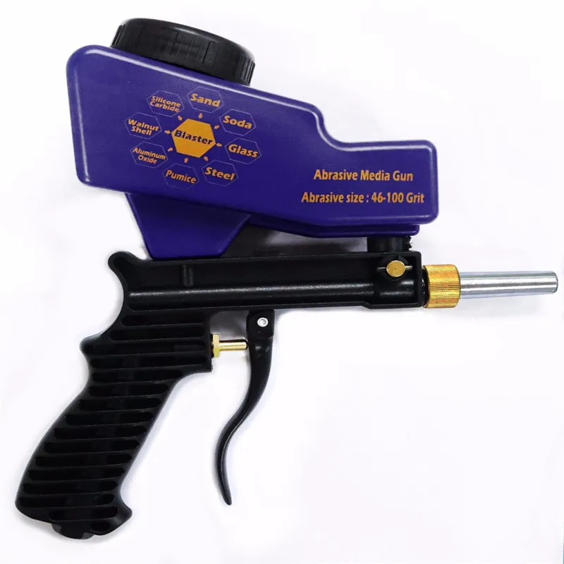 DJSona Gravity Feed Portable Pneumatic Abrasive Sand Blaster Gun with Spare Tip Hand Held Sandblasting Blue Color Ho | Автомобили и