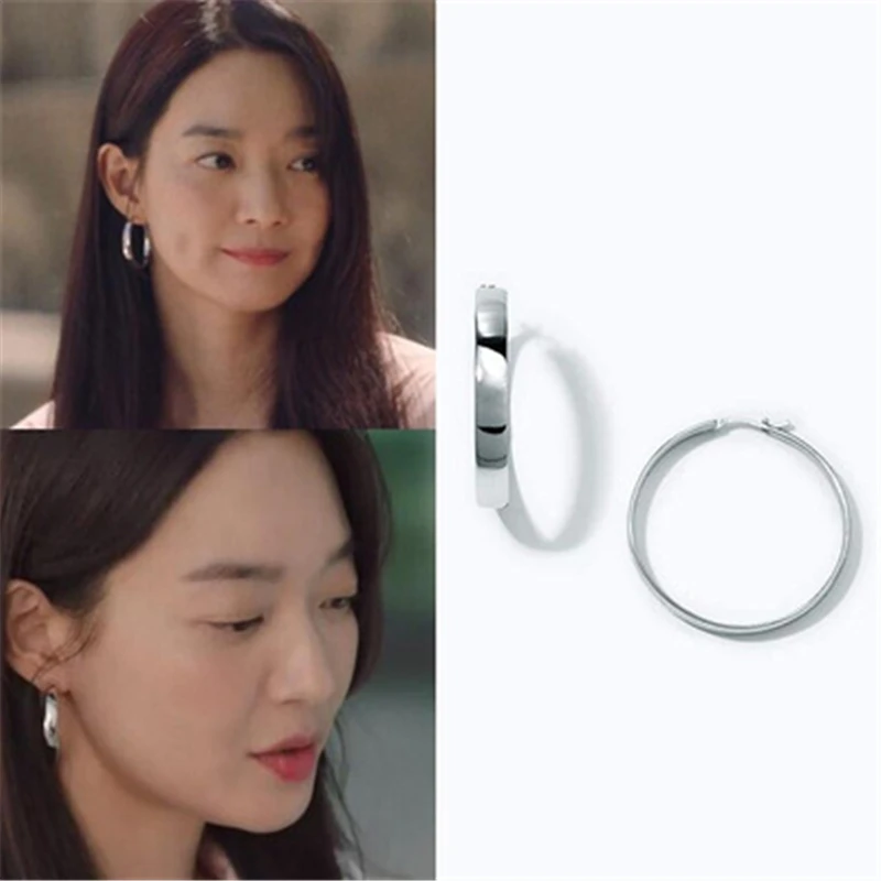 

Большие серьги Shin Min A те же, новые модные популярные круглые женские серьги, характерные простые и универсальные серьги