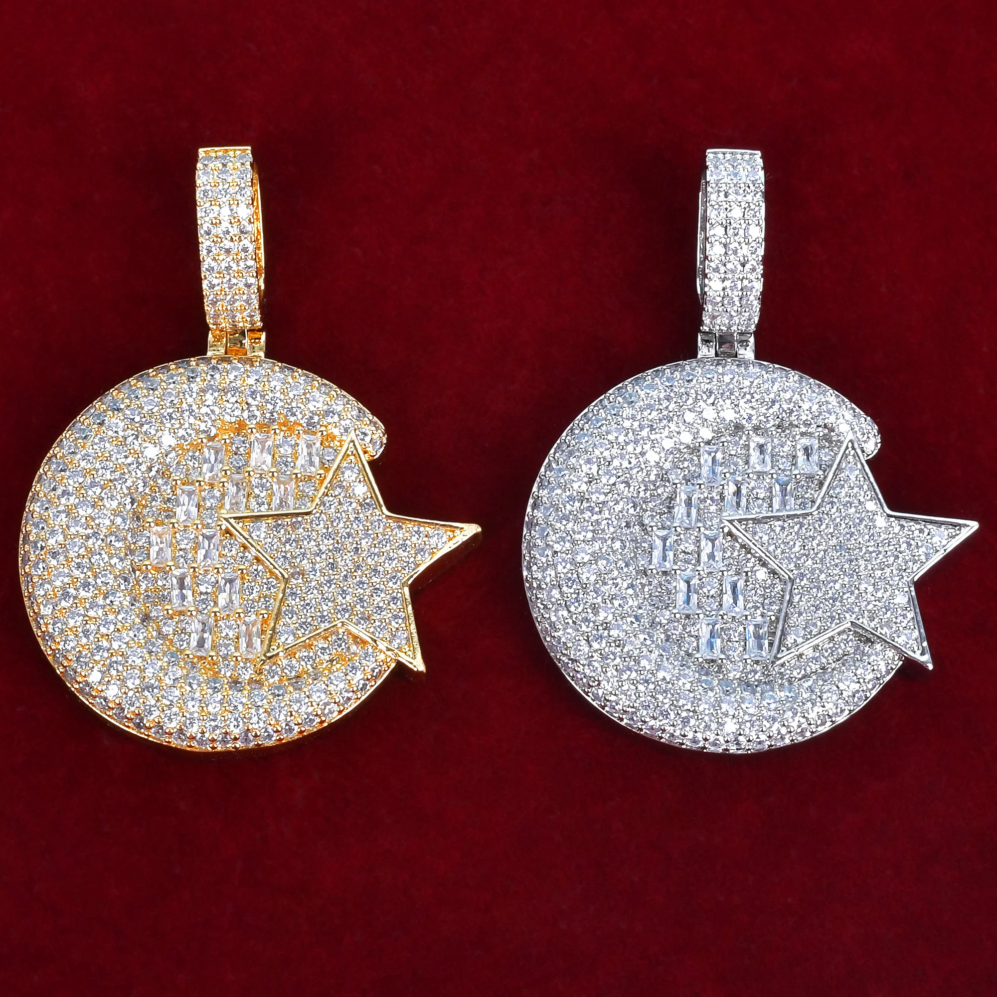 

Moon Star Combinationt Pedant Necklace For Women Real Gold Plated Hip Hop Rock Street Jewelry