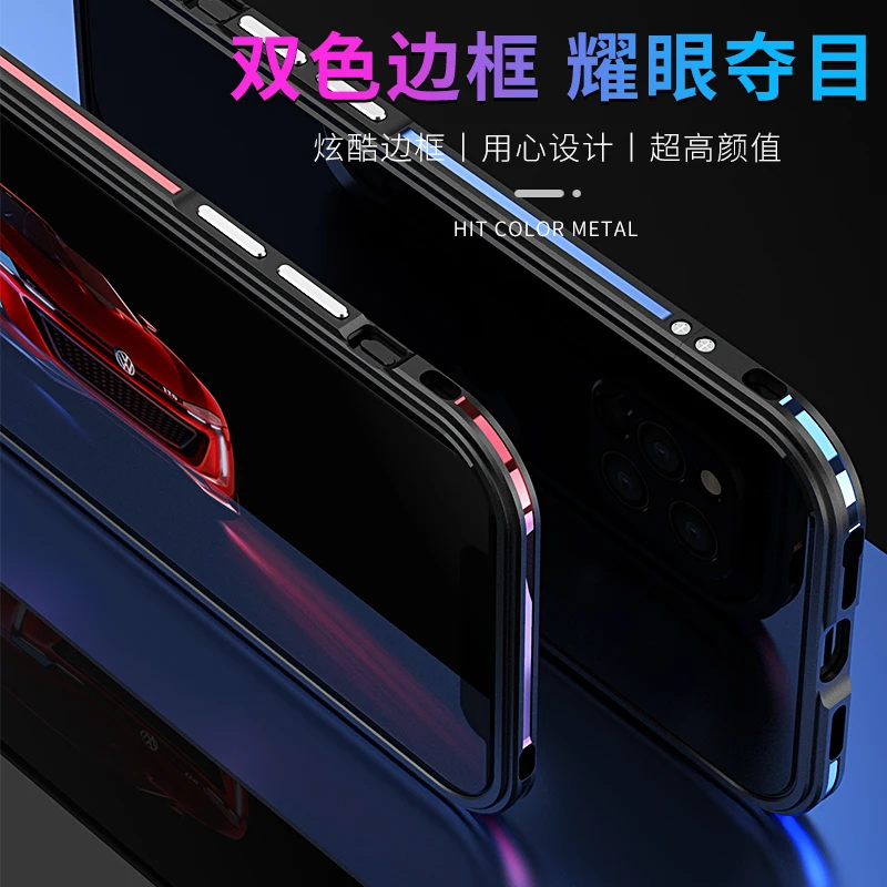

Personality Metal Frame Case Edge Shockproof protection Phone Case For iPhone 12 Mini Pro Max Luxury Hard Bumper Back Cover
