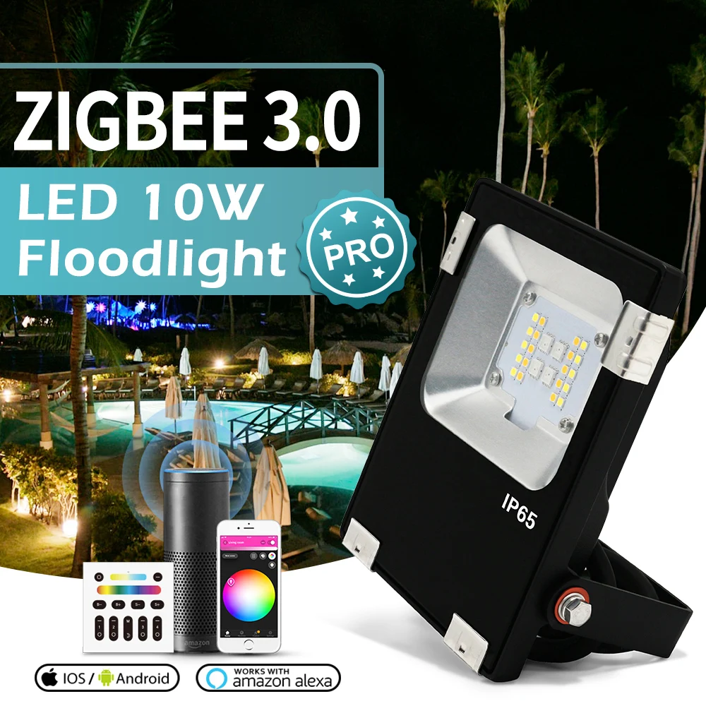 Светодиодный прожектор GLEDOPTO ZIGBEE 10 Вт RGBCCT IP65 водонепроницаемый уличный умный