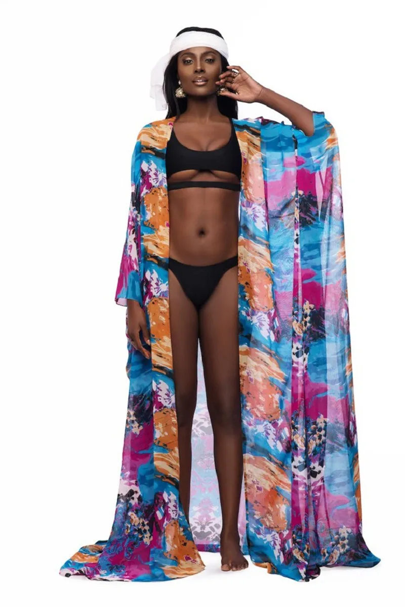 2020 New Women's Beach Wraps Autumn and Winter Fashion Womens Sexy Beach Style Printed Shawl Chiffon Jacket Bikini Cape