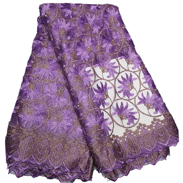 light purple Фиолетовая Роскошная французская кружевная ткань высокого качества африканская нигерийская Цветочная вышитая Тюль кружевная ткань камни для свадьбы - Цвет: light purple