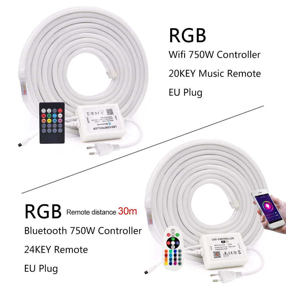 Светодиодный ные неоновые полосы света WIFI Bluetooth управление RGB Неоновая Гибкая