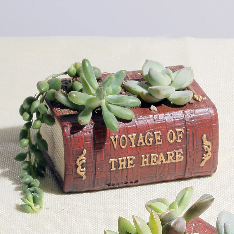 

Home Decor Fun Garden European Style Retro Literature Book Creative Resin Flower Pot Succulent Plant Balcony Potted Plants
