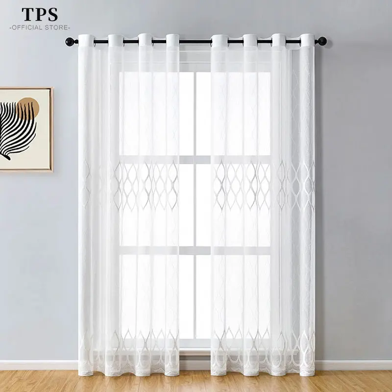 

TPS Water-drop Solid Tulle Curtains in the Living Room Medieval Sheer Curtains for Bedroom Decor Drapes Window Treatment Blinds