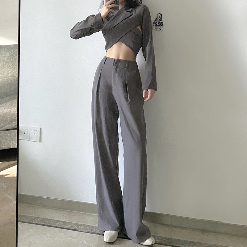 

Sagging loose straight suit casual pants for women