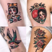 13 piecesset european and american flower arm school love rose swallow thigh realistic temporary tattoo sticker