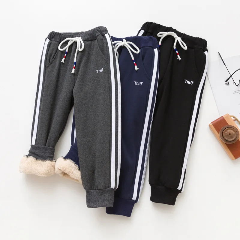 Зимние Детские повседневные штаны с бархатной подкладкой плотные зимние из