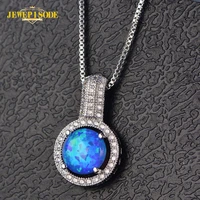 jewepisode 5 colors 925 sterling silver 8mm round cut opal gemstone pendant necklaces for women anniversary fine jewelry gift