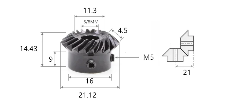 aço, 45 #, 1:1, 90 °, 6mm, 8mm, 10mm, 1m, 20T