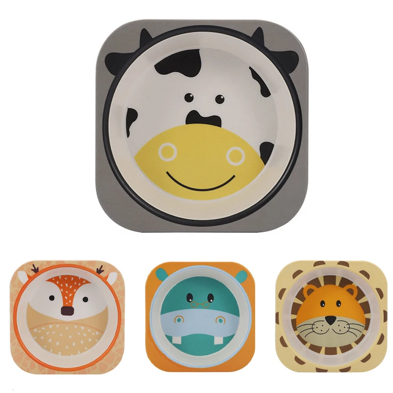 Детская посуда из бамбукового волокна с милыми мультяшными животными Детские