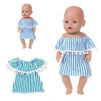 2021 hot sale baby new born fit 18 inch doll clothes accessories blue plaid clothes for baby birthday gift