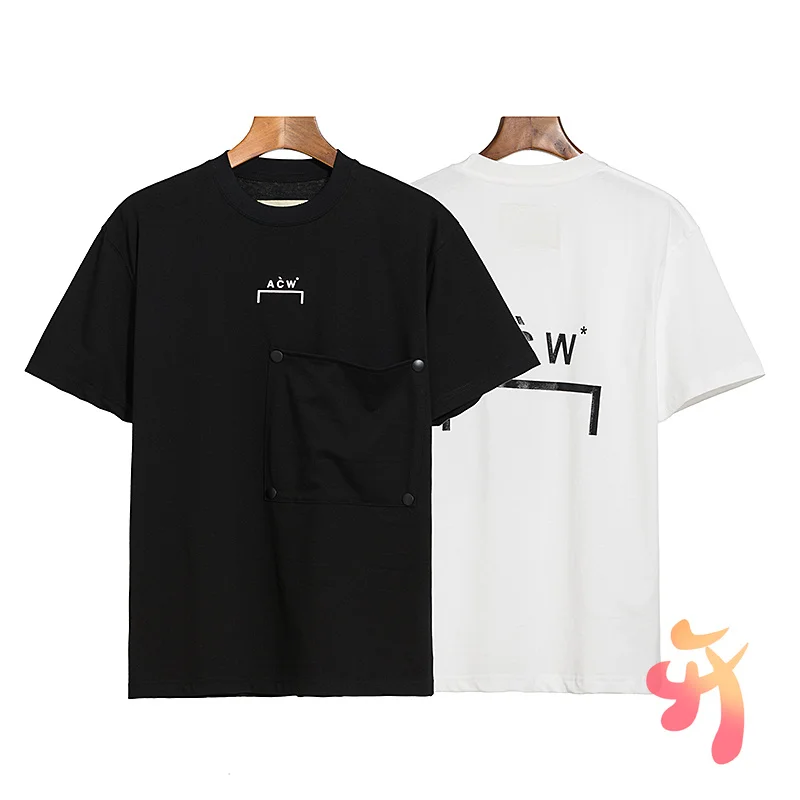 

ACW Black Pocket Decoration T-shirt Summer High Quality Round Neck Men's Clothing ACW Fashion Women's T Shirts Lovers Shirt